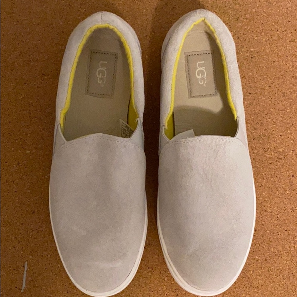 Ugg light gray suede slip ons